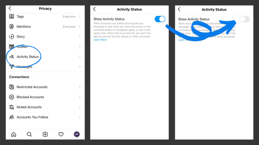 turn off active status on Instagram